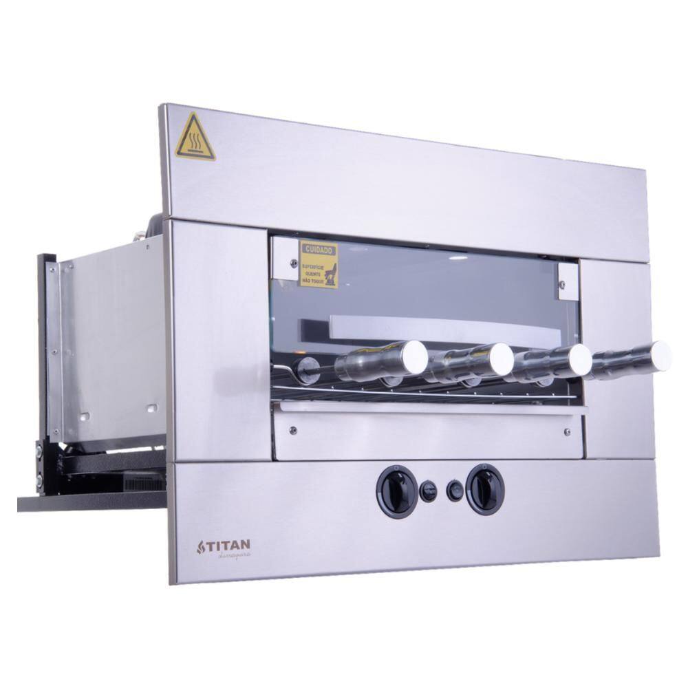 Churrasqueira a Gás de Embutir Titan 4 Espetos Rotativos 127V