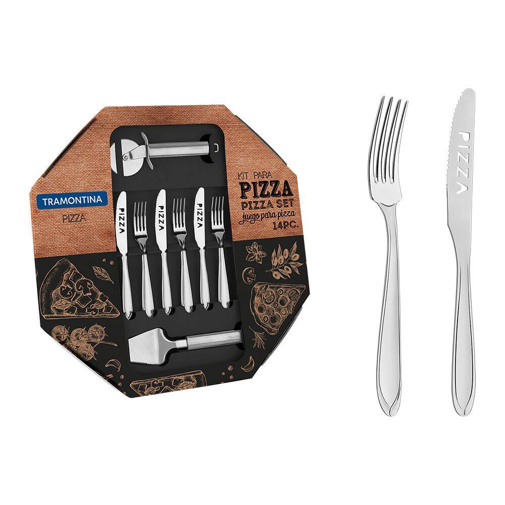 Jogo de Talheres para Pizza 14 Peças Tramontina Laguna 66906680 Inox