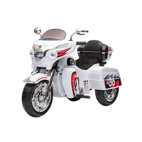 Moto Elétrica Infantil Estrada Road Custom 12v Branca Com Baú Som e Luzes Bangtoys