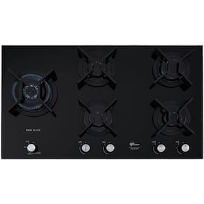 Cooktop A Gás Fischer Ferro Fundido Infinity 5 Queimadores Mesa Vidro Preto Bivolt 31800-82260