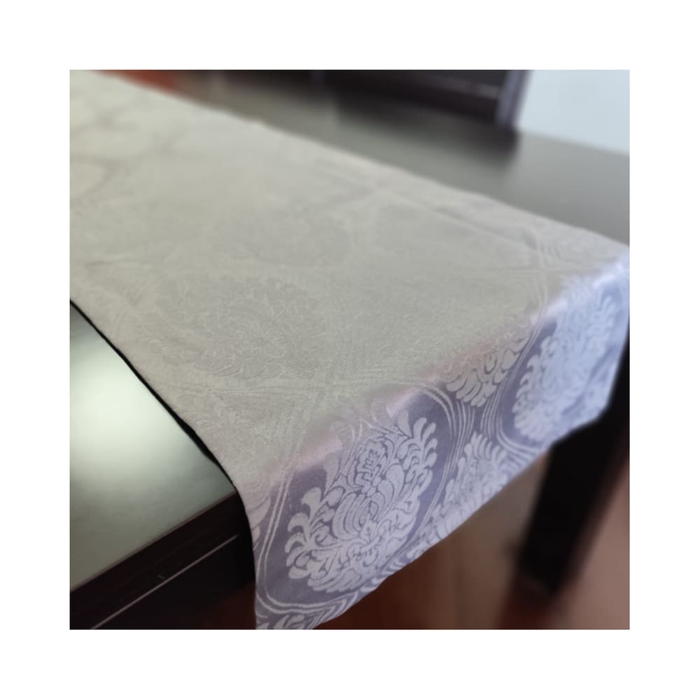 Caminho Trilho de Mesa 40 x 180 Tecido Grosso Jacquard Algodão Poliester Prata