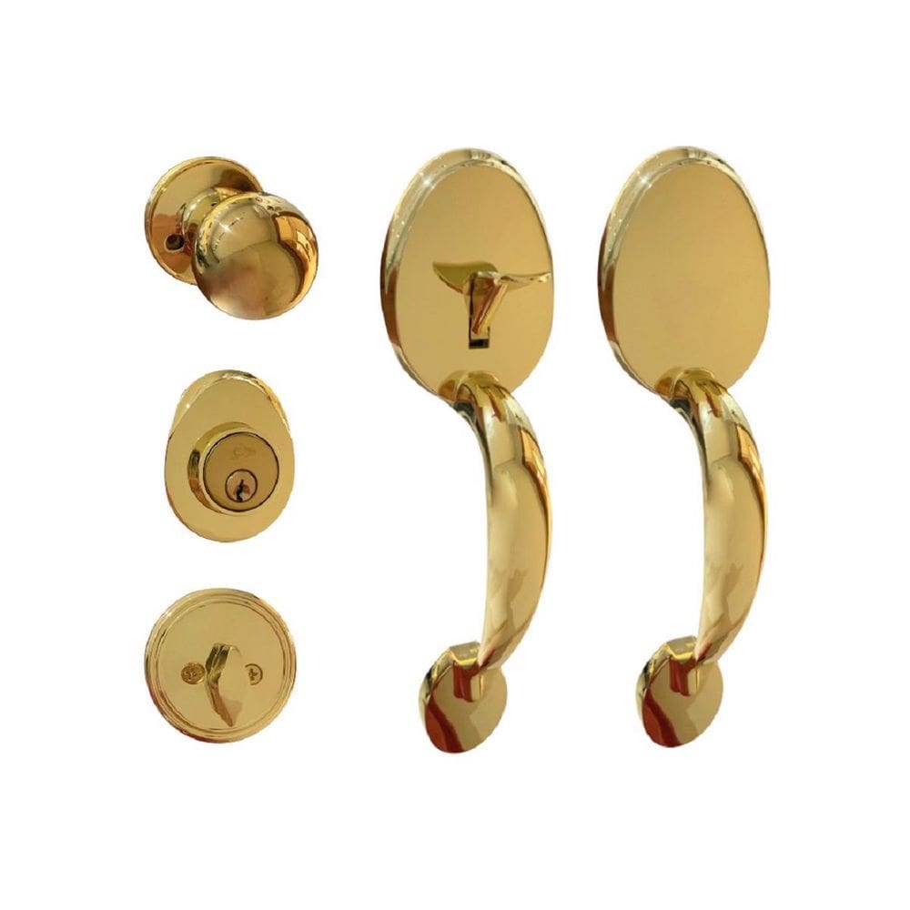 Fechadura Blim Blim Para Porta Dupla De Duas Folhas Retrô Alça Dupla Dourado Ouro