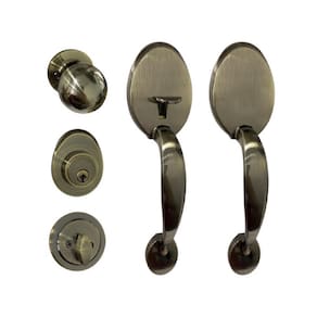 Fechadura Blim Blim Para Porta Dupla De Duas Folhas Retrô Alça Dupla Ouro Velho Antique