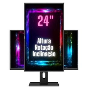 Monitor 24LED Ergonômico Ajuste de altura Rotação 90° 3green