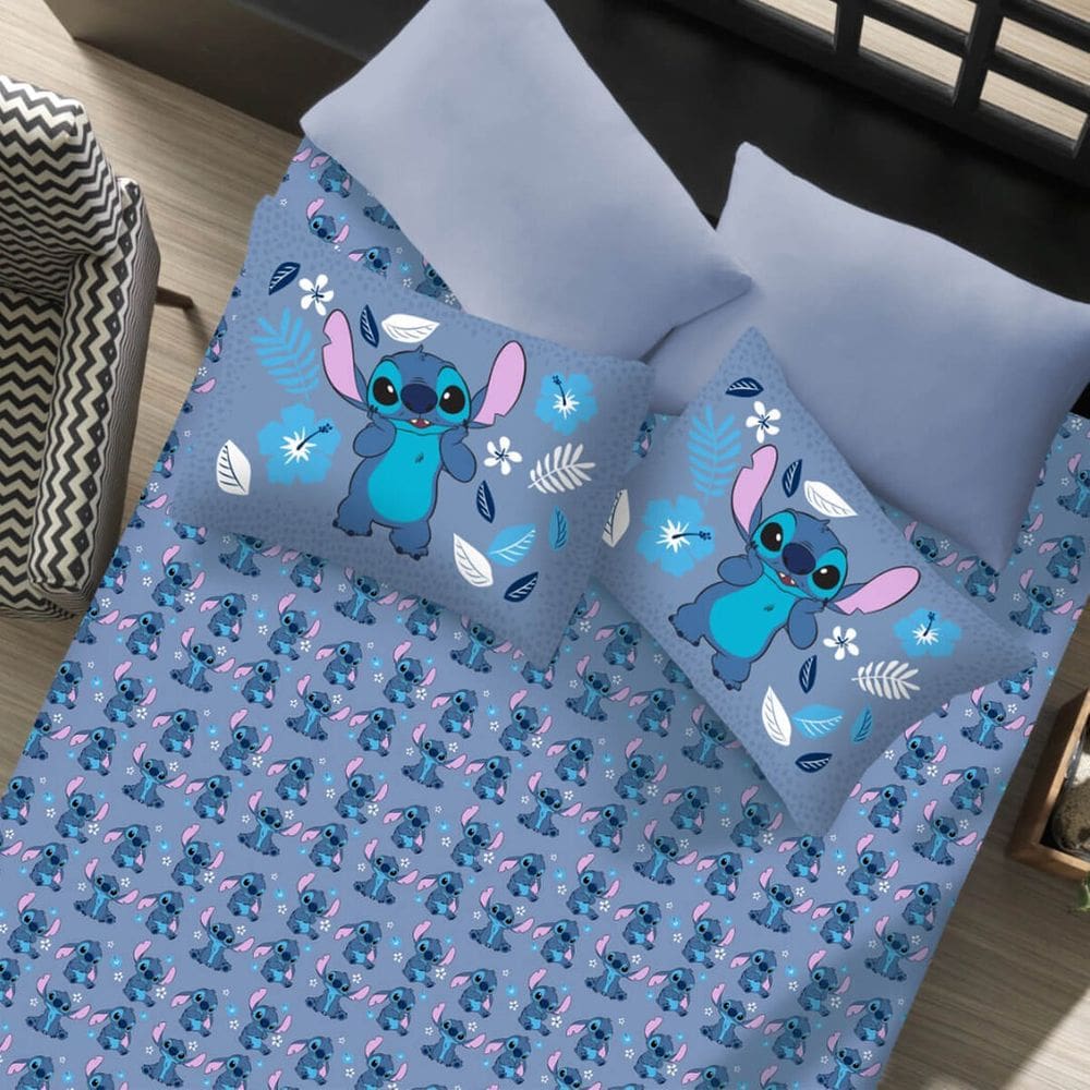 Jogo de Cama Casal 3 Peças Portallar Disney Stitch e Angel