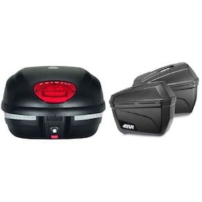 Bau Traseiro Moto 33L Monolock Simply E-33N Capacete + Bau 22L Lateral E-22N Givi Himalayan Bmw Triumph Gs 1200 Cb500x