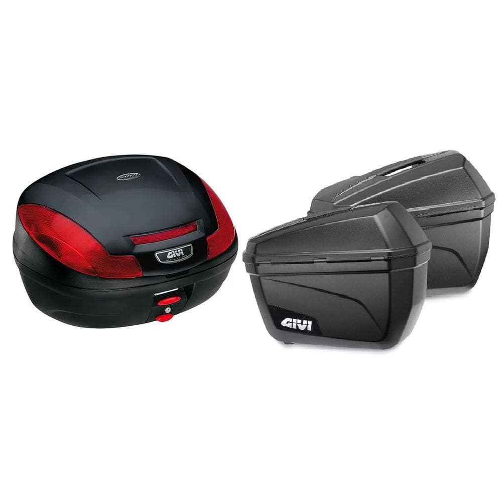 BAU BAULETO KIT TRASEIRO MOTO 47L MONOLOCK SIMPLY GIVI E-470N + BAU 22L LATERAL E-22N GIVI Versys 650 titan honda