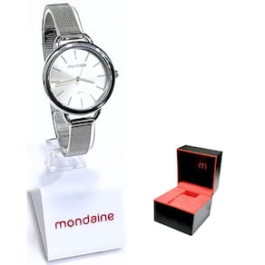Relógio Mondaine Feminino Analógico Prateado Mesh de Aço 53612L0MVNE2