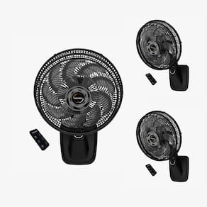 Kit Mallory - 3 Ventiladores Parede Smart Control 40Cm Diâmetro Com Controle Pr-Gr - 220V