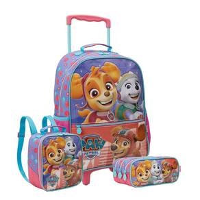 Kit Mochila Rodas 16" Patrulha Canina Skye Lancheira Estojo