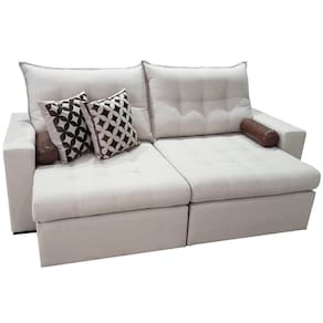 Sofá 4 Lugares Retrátil e Reclinável Home 240cm Tecido Linho Innove Estofados Cor Bege