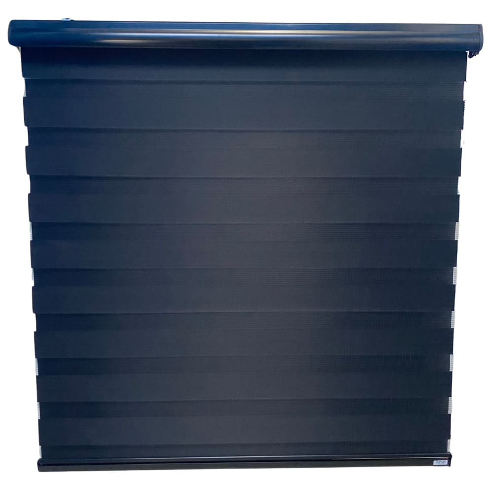 Persiana Rolo Zebra Total Preta 140 (L) X 160 (A) cm Cortina e Bandô Preto Double Vision 1,40 x 1,60