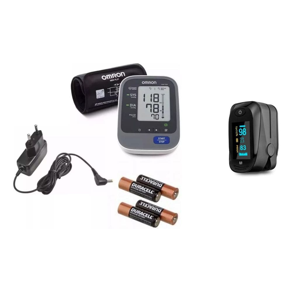 Kit Aparelho Medidor De Pressão Omron + Oximetro De Dedo