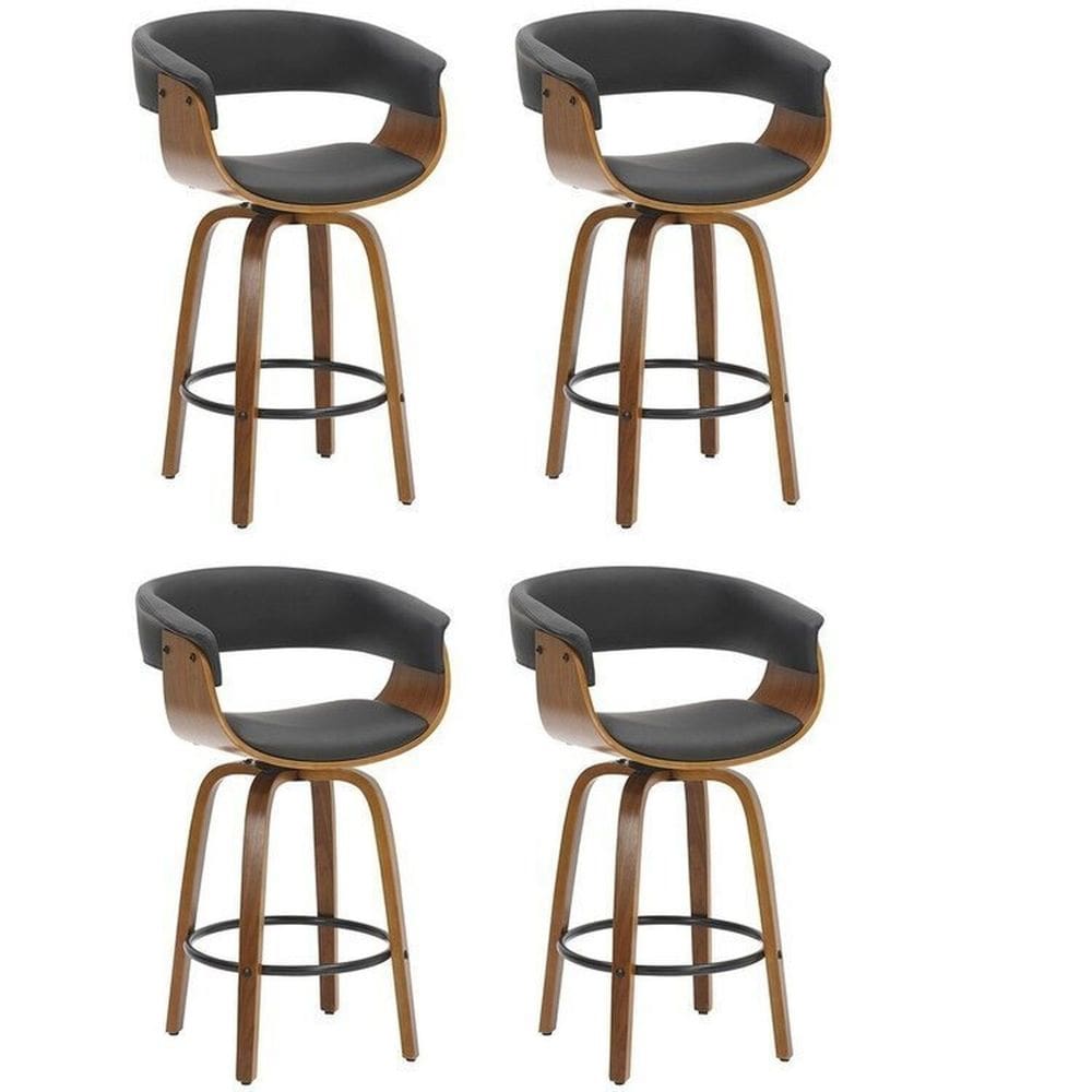 Kit com 4 Banquetas Base Madeira Baixa Betim Preto