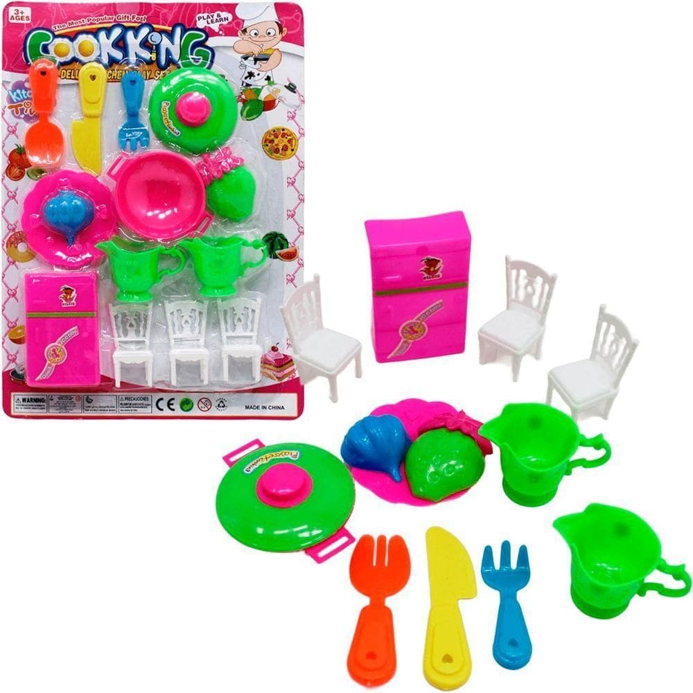 Kit Chefe De Cozinha Brinquedo Geladeira E Acessórios 14pçs