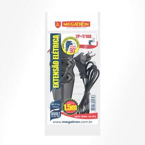 Extensão Pratik Cabo PP 2P+T 3x0,75mm | 3 Tomadas Preto 1,5m