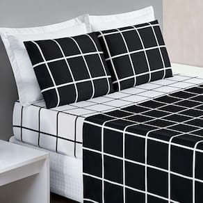 Jogo Cama Lençol Solteiro 200 Fios 3 Peças Preto