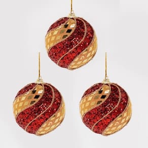 Kit 18 Enfeite Bola Natalina árvore Natal Artesanal Vermelho
