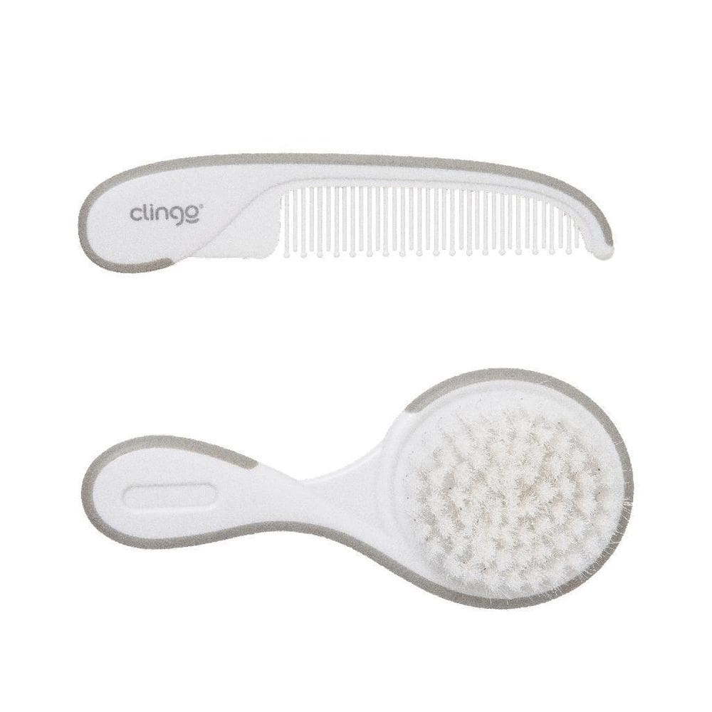 Kit Escova E Pente Infantil Cinza Clingo