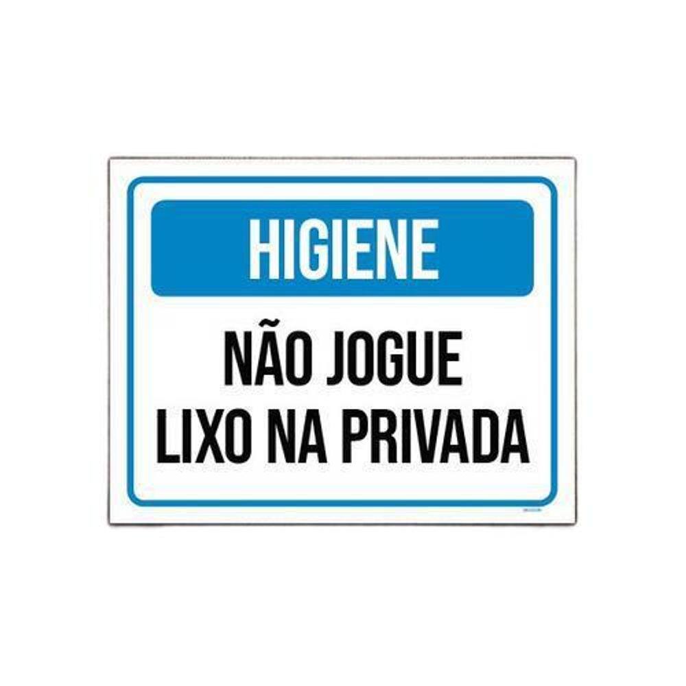 Kit 5 Placas Higiene Não Jogue Lixo Na Privada