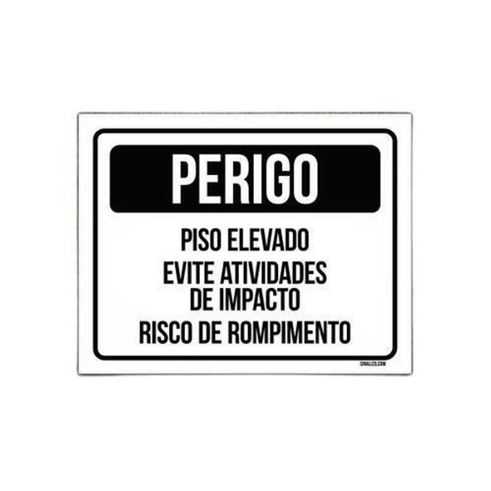 Kit 10 Placas - Perigo Piso Elevado Evite Impacto