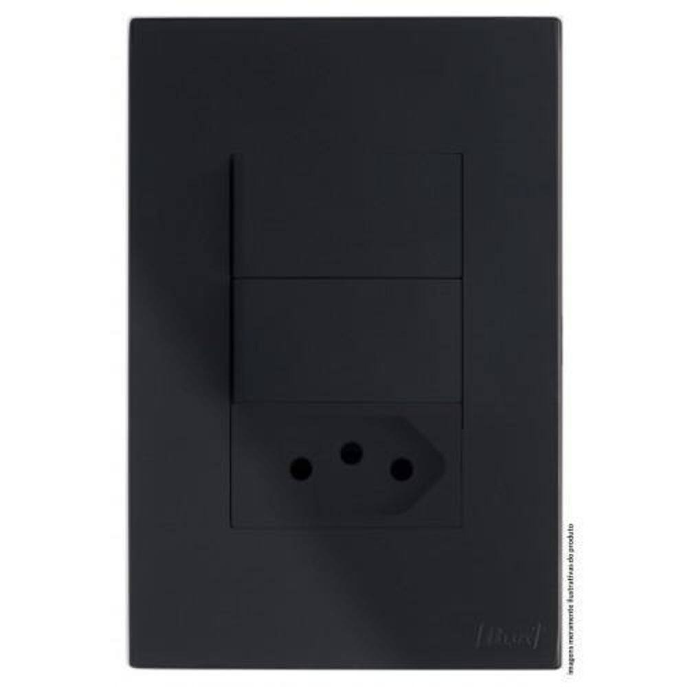 Kit Interruptor Duplo Simples + Tomada 20A 4X2 Brs12253-1Bk