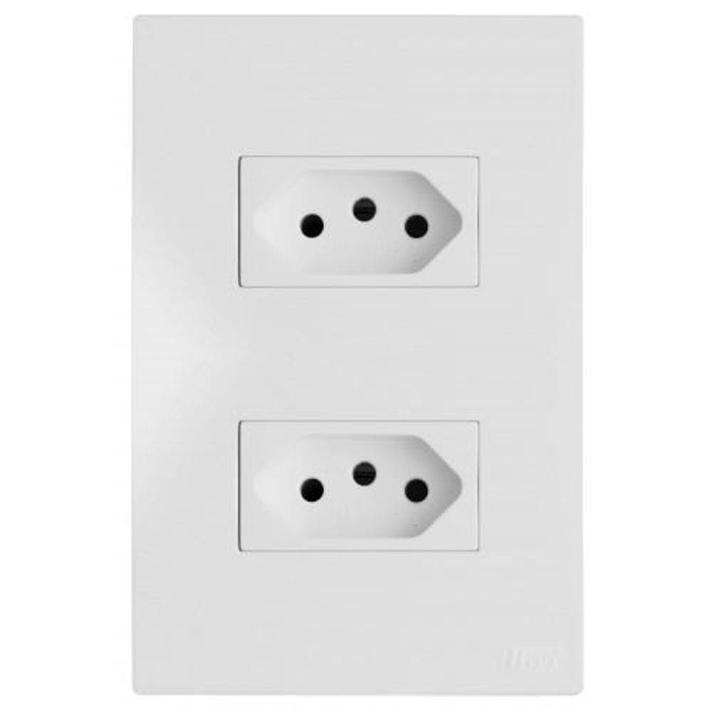 Conjunto Tomada Dupla 10A 4X2 Branco Satin Brs12169-1Br