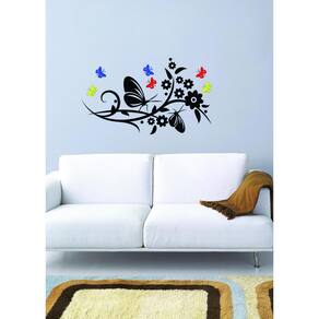 Adesivo Decorativo de Parede Floral com Borboletas 80x47cm
