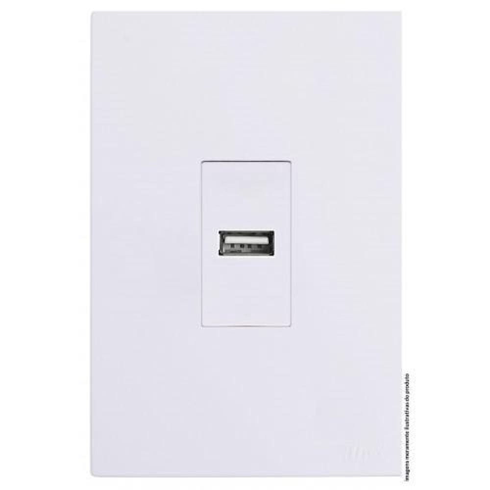 Conjunto Entrada Usb 2A Vertical 4X2 Branco Brg11396-4Br