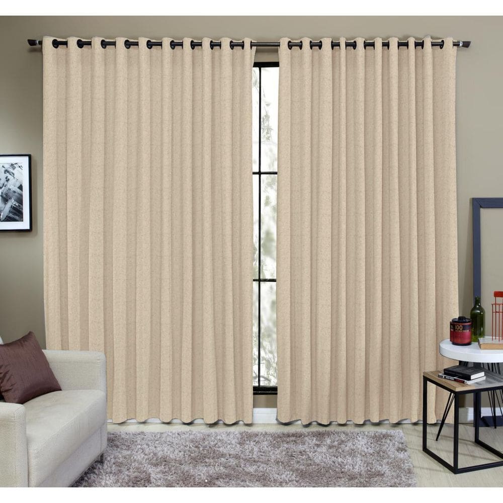 Cortina Tecido Rustico 6,00M X 2,60M Semi Blackout Areia