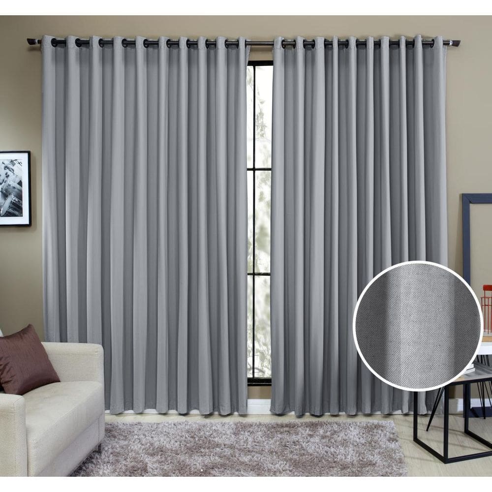 Cortina Tecido Rustico 3,00M X 2,30M Semi Blackout Cinza