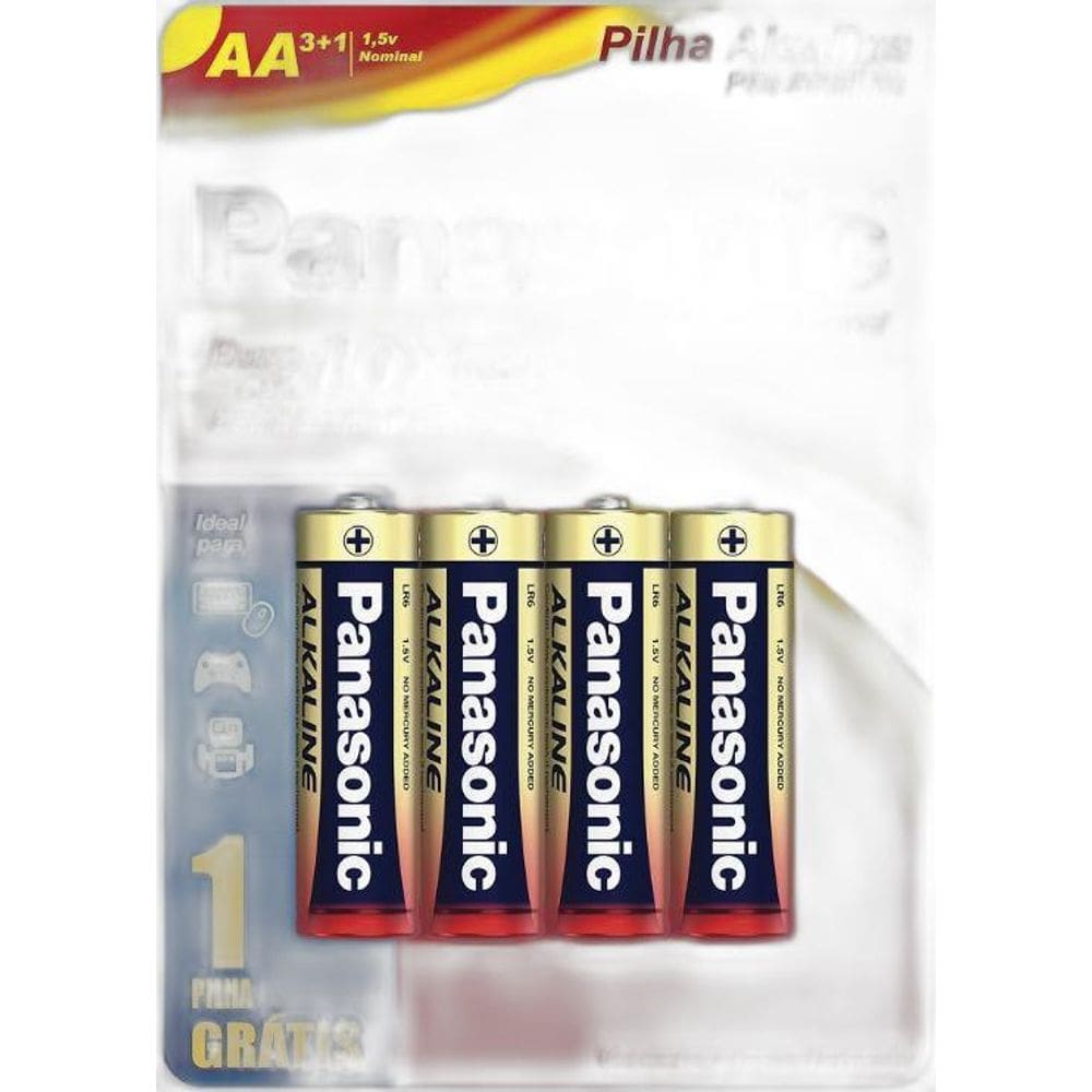 Pilha Alcalina Panasonic Pequena Aa Cartela Com 4 Pilhas