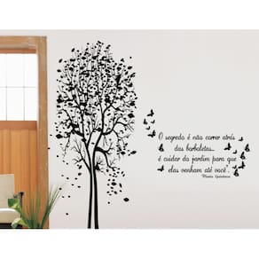 Adesivo Decorativo Parede Árvore+Frase 200x96cm - Preto