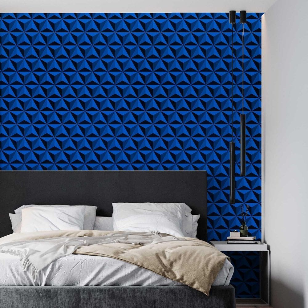 Papel De Parede Adesivo Geométrico Tons De Azul - 3,0M