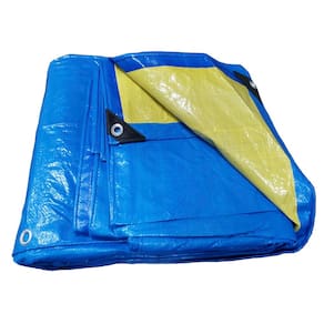 Lona top multiuso 8x10 azul e amarela com 150 micras + ilhos