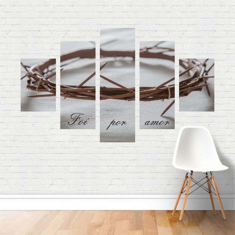 Quadro Religião Coroa Espinhos Jesus Cristo Foi por Amor Canvas