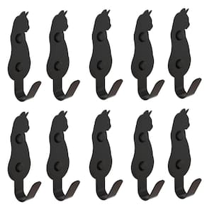 Kit 10 Ganchos De Parede Decorativo Preto Fosco Gato