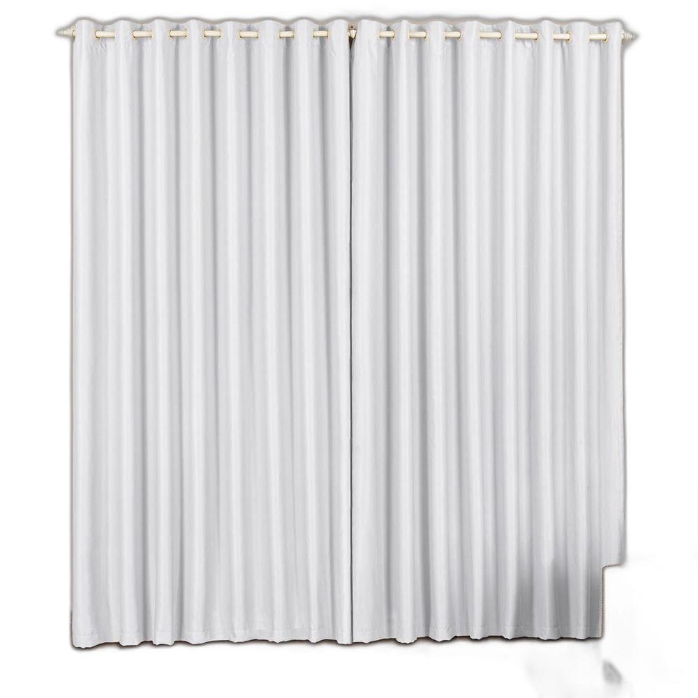 Cortina Block Blackout Varão Tecido Corta Luz 5,60M Branco