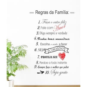 Adesivo Decorativo De Parede Frases Regras Da Família