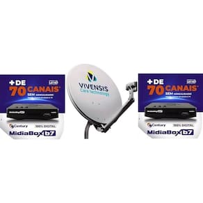 Kit Nova Antena Parabólica 60cm +2 Recepitores Digital Century Midia  b7
