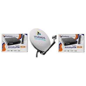 Antena Parabólica 60cm +2 Recepitores Digital Century Midia B7
