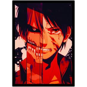 Quadro Anime Shingeki No Kyojin Desenho Com Moldura G01
