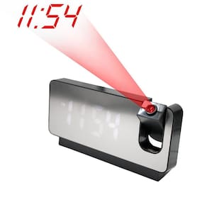 Relógio Alarme Led Espelhado Usb Com Projetor De Hora Preto