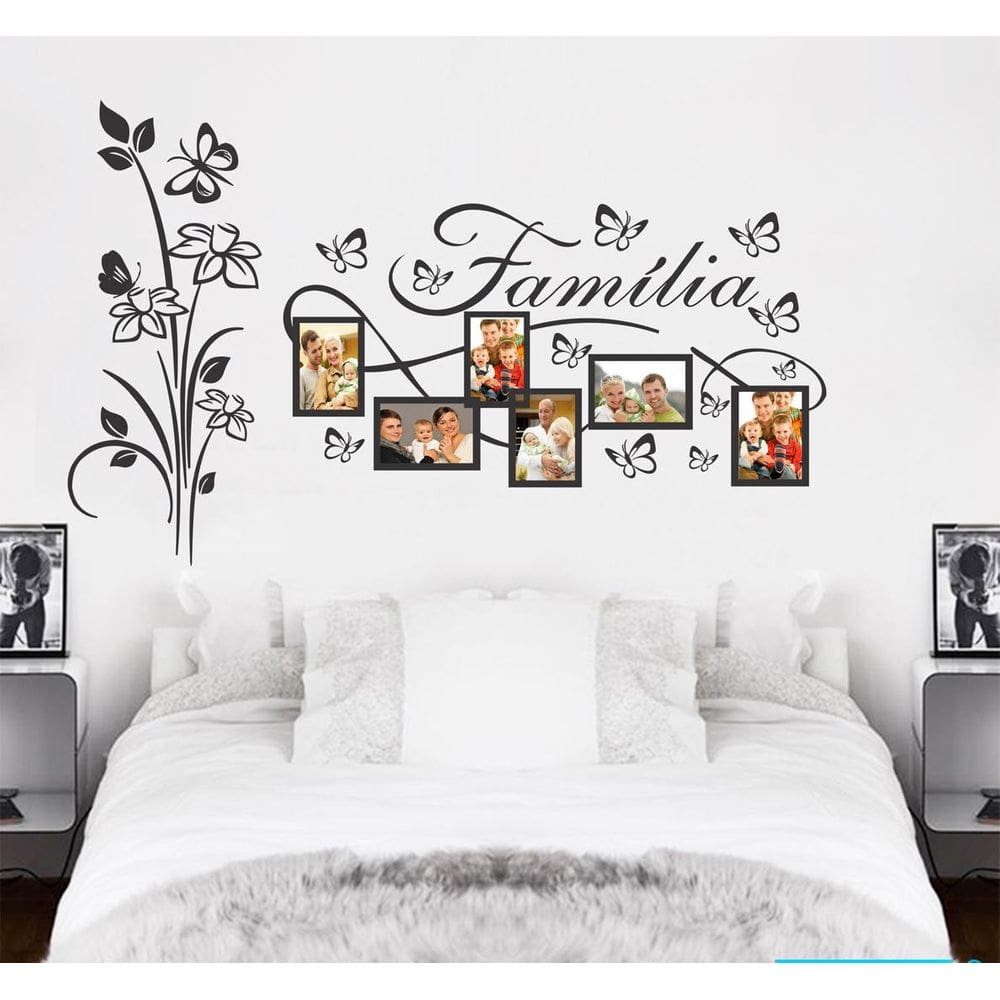 Adesivo Decorativo Porta Retratos e floral om Borboletas