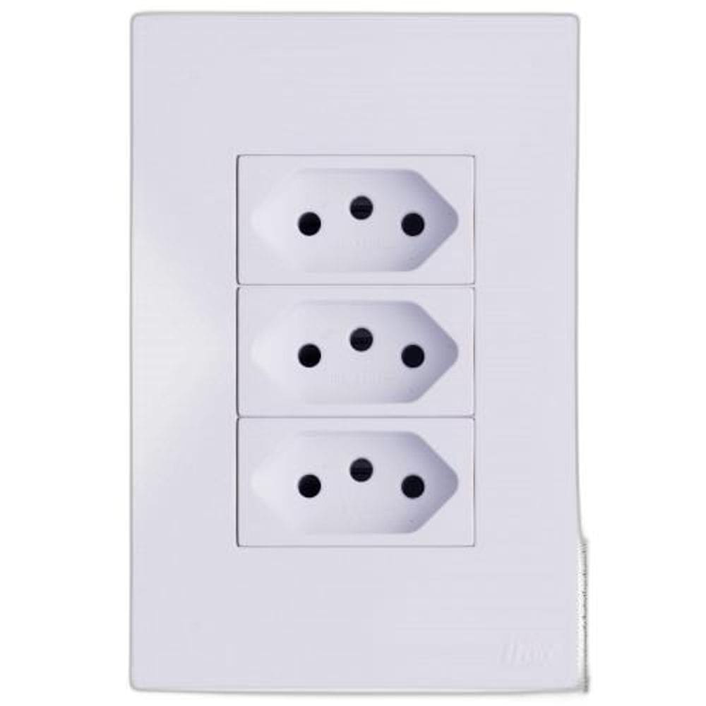 Conjunto Tomada Tripla 20A 4X2 Recta Branco Brg11228-3Br