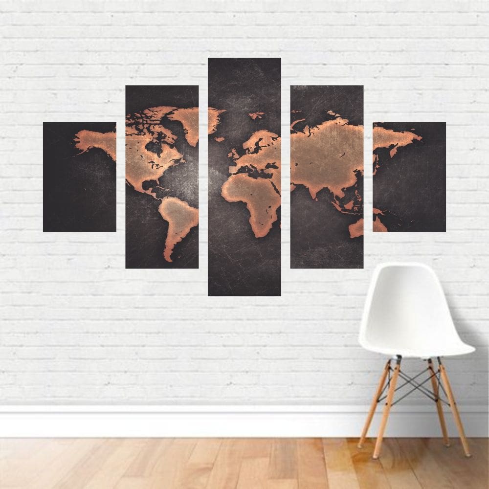 Quadros Mapa  Mapa Mundi Mundo Em Canvas  P