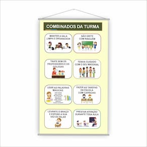 Banner Pedagógico Escolar Combinados da Turma 120x65cm