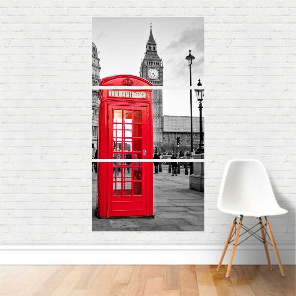 Quadro Cidades Londres Preto E Branco Telefone Canvas 125X65
