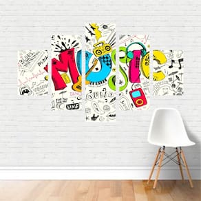 Quadro Música Frase Instrumentos Palavras Music em Canvas