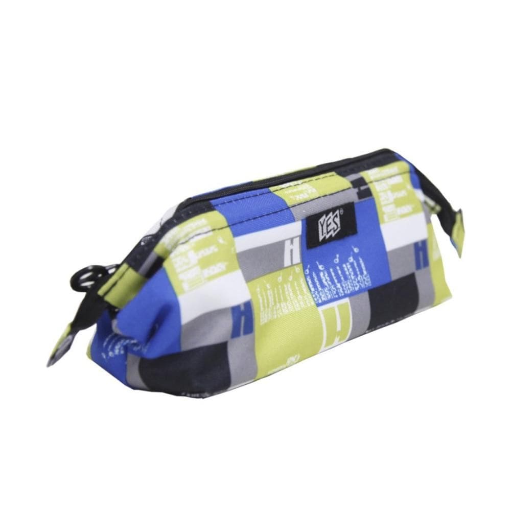 Estojo 1 Zíper Yes Quadrados Verde Estampado Es1805